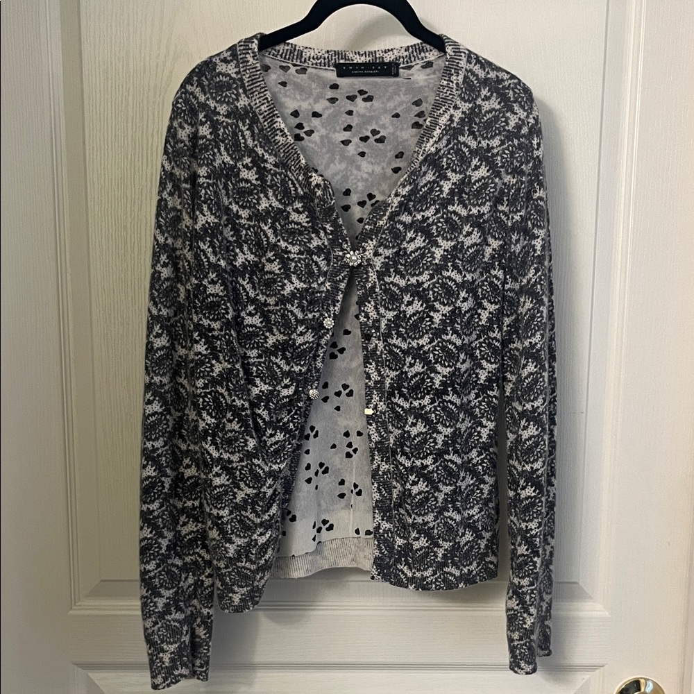 Twin-Set Gray and White Floral Cardigan